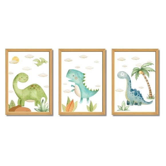 Quadro Dinossauro para Quarto Infantil Personalizado 23x33cm