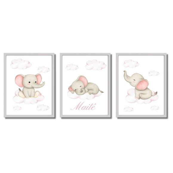 Quadro Elefante Personalizado com Moldura Madeira e Vidro