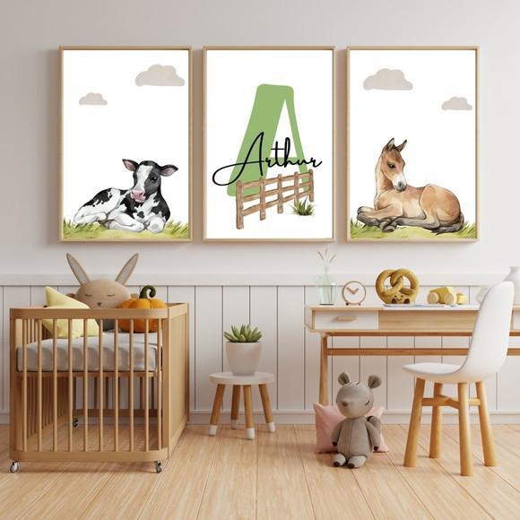 Quadro Fazendinha Baby com Nome do Bebê | Presente Criativo