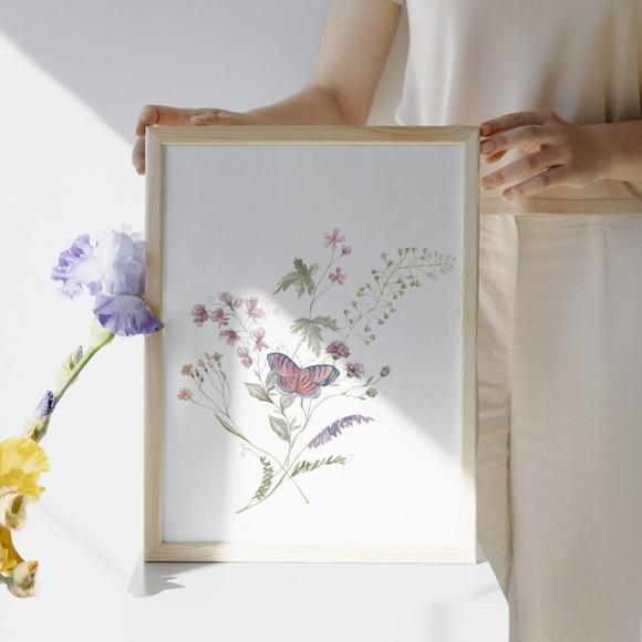Quadro Floral Infantil com Nome da Criança Quarto de Menina