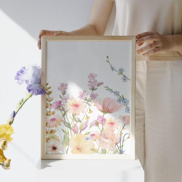 Quadro Floral Jardim Borboleta Infantil Quarto de Menina