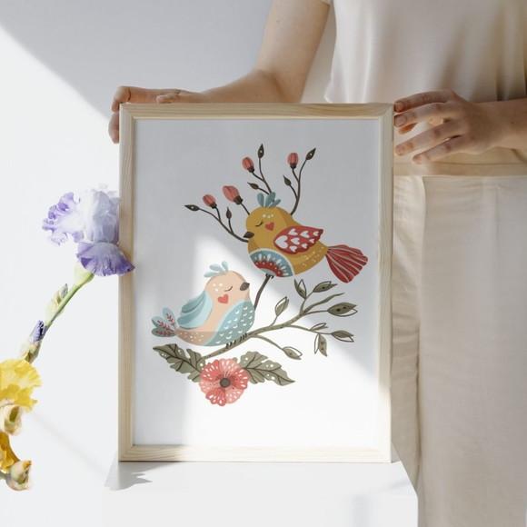 Quadro Floral Infantil Personalizado Menina Vidro e Moldura