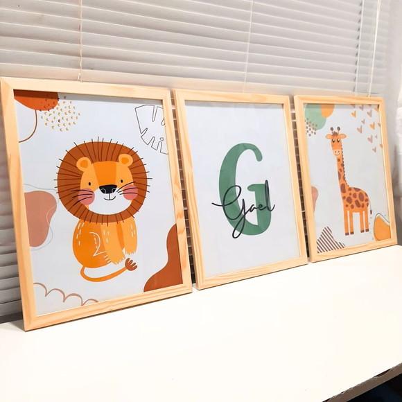 Quadro Grande Safari Quarto Infantil Masculino 33x43 cm
