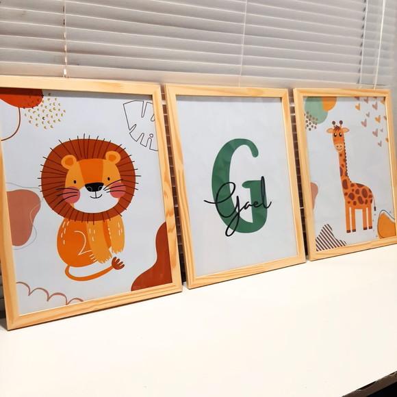 Quadro Grande Safari Quarto Infantil Masculino 33x43 cm