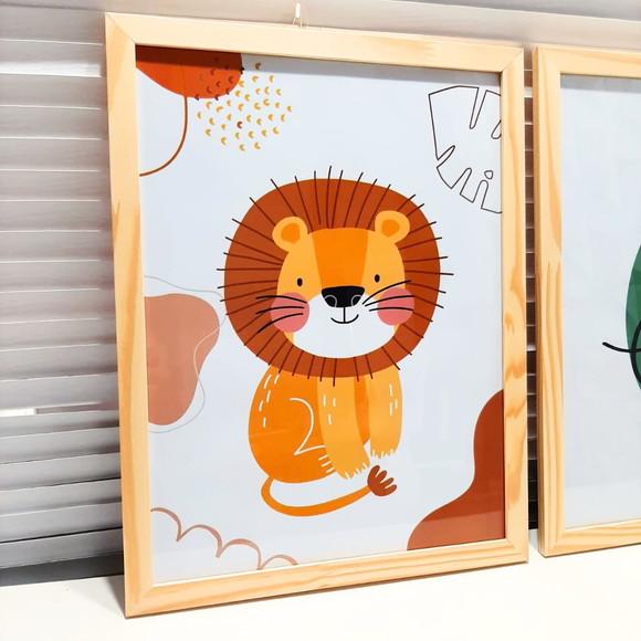 Quadro Grande Safari Quarto Infantil Masculino 33x43 cm