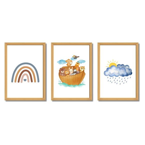Quadro Infantil Bíblico Arca de Noé Quarto de Menino/menina