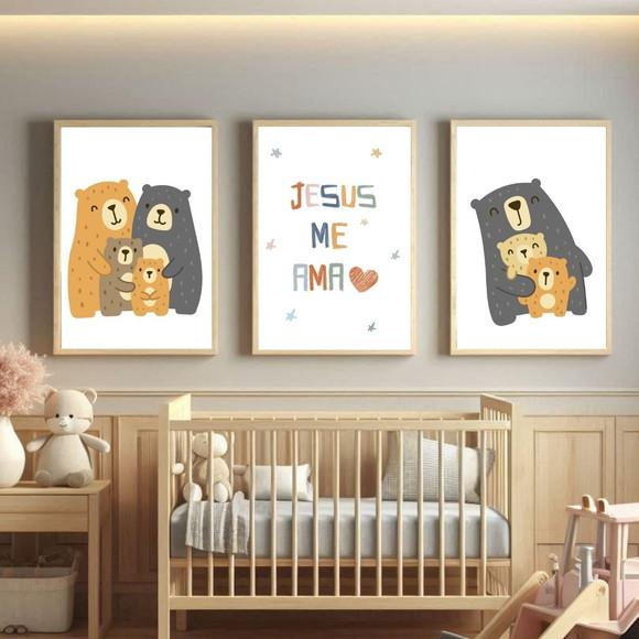 Quadro Infantil Bíblico para Decoração Quarto Bebê com Vidro