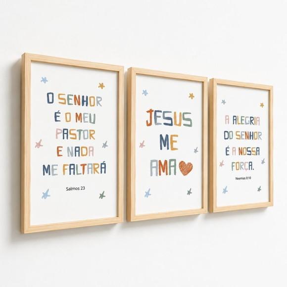 Quadro Infantil com Versículos Biblicos Moldura e Vidro