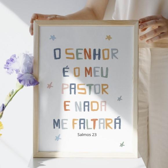 Quadro Infantil com Versículos Biblicos Moldura e Vidro