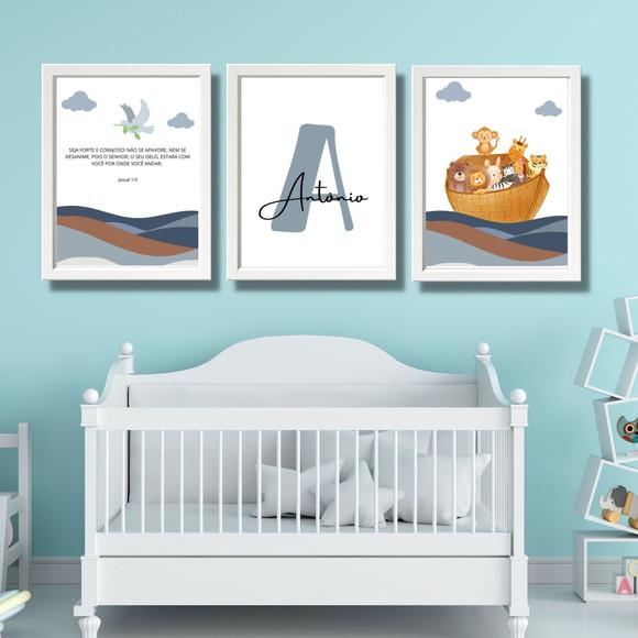 Quadro Infantil Cristão com Nome Personalizado | Arca 23x33