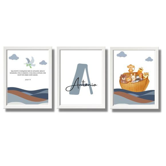 Quadro Infantil Cristão com Nome Personalizado | Arca 23x33