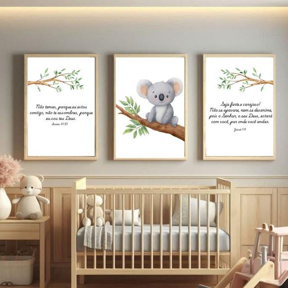 Quadro Infantil Cristão Versículos Moldura Madeira com Vidro