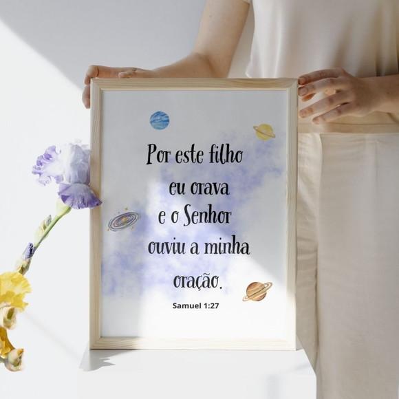 Quadro Infantil Decorativo com Frases Bíblicas C/vidro 23x33