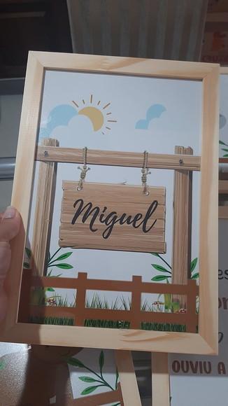 Quadro Infantil Decorativo Fazendinha com Nome 20x30 C/vidro