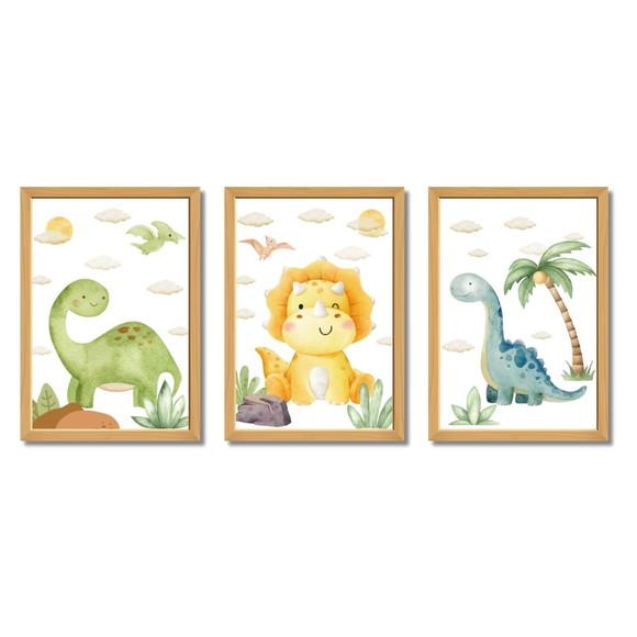 Quadro Infantil Dinossauro | Decoração Quarto Bebê 33x43 cm