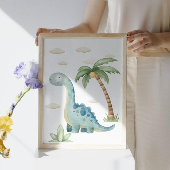 Quadro Infantil Dinossauro | Decoração Quarto Bebê 33x43 cm