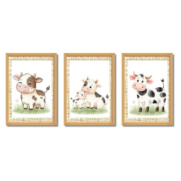 Quadro Infantil Fazendinha Aquarela Moldura com Vidro