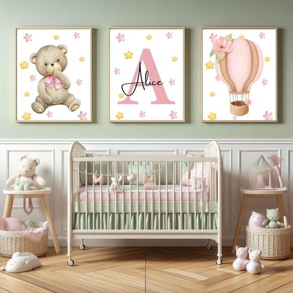 Quadro Infantil Feminino com Nome Personalizado | com Vidro