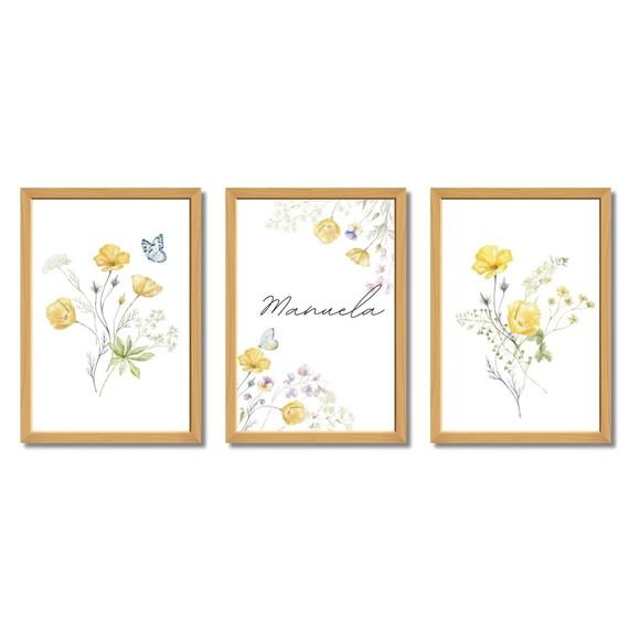 Quadro Infantil Feminino com Nome Personalizado Moldura