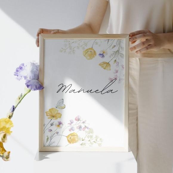 Quadro Infantil Feminino com Nome Personalizado Moldura
