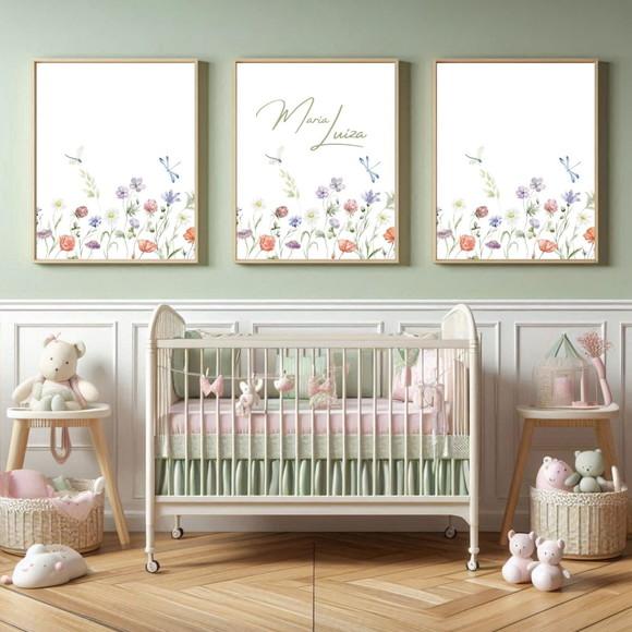 Quadro Infantil Menina Personalizado com Proteção em Vidro