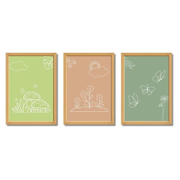 Quadro Infantil para Quarto de Bebê Menina Flores 33x43 cm