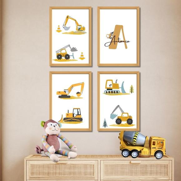 Quadro Infantil Personalizado Tema Trator | Moldura e Vidro