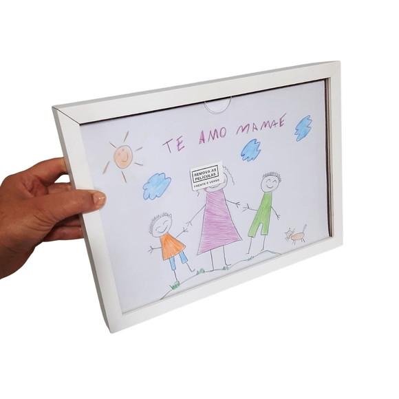 Quadro Infantil Porta Arte A4 Madeira Caixa Alta Proteção