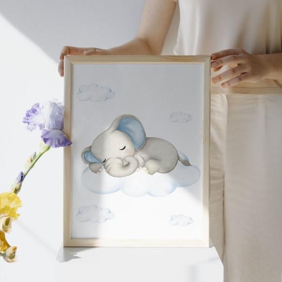 Quadro Infantil Quarto de Bebe Moldura com Vidro