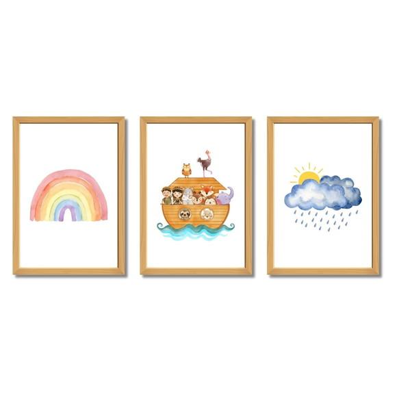 Quadro Infantil Quarto de Menino Menina Bíblicos Arca de Noé