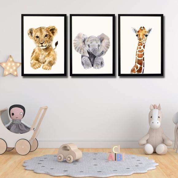 Quadro Infantil Safari Decoracao Quarto De Bebe 20x30 C/vido