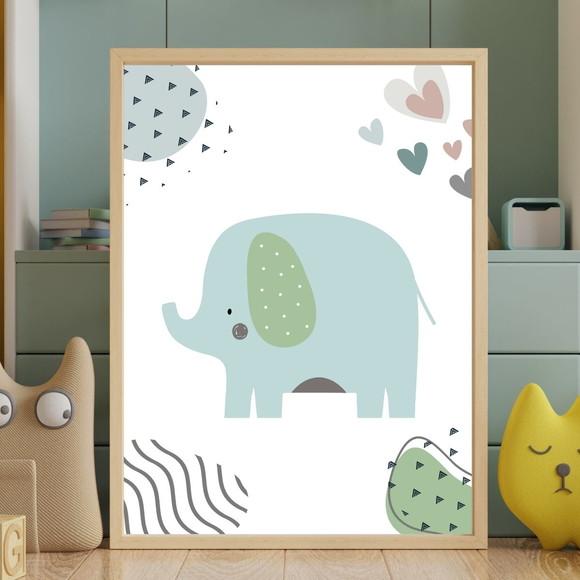 Quadro Infantil Safari para Quarto de Bebê com Vidro 23x33cm