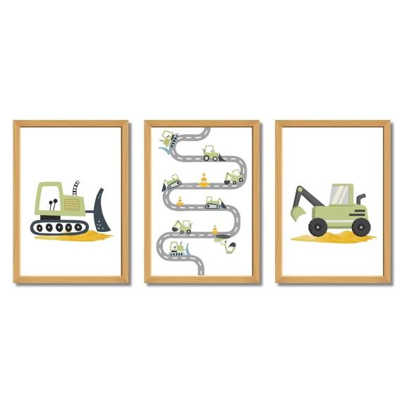 Quadro Infantil Tema Trator Verde| Moldura e Vidro 33x43 cm