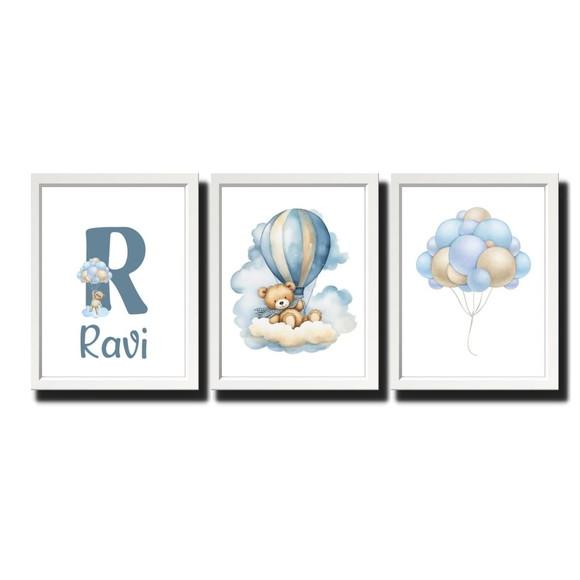 Quadro Infantil Urso Personalizado Moldura Madeira com Vidro