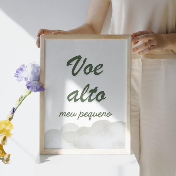 Quadro Infantil Voe Alto Meu Pequeno Urso Aviador com Vidro