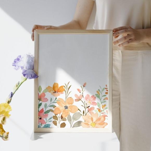 Quadro Jardim Personalizado Quarto de Menina com Vidro 23x33