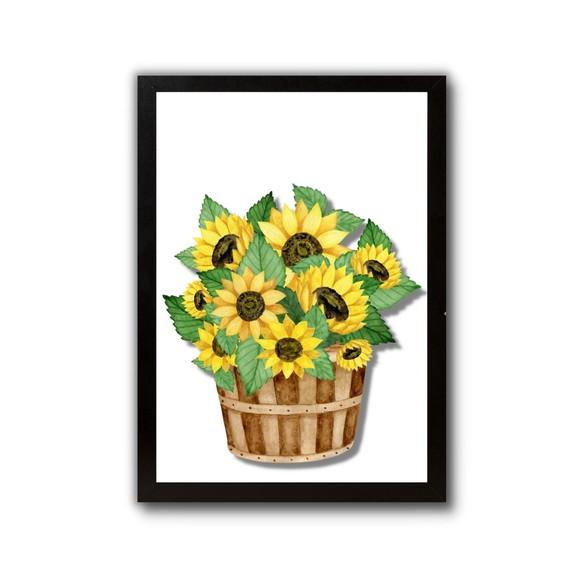 Quadro Lavanderia Cozinha Girassol Moldura/vidro 30x40cm