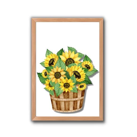 Quadro Lavanderia Cozinha Girassol Moldura/vidro 30x40cm