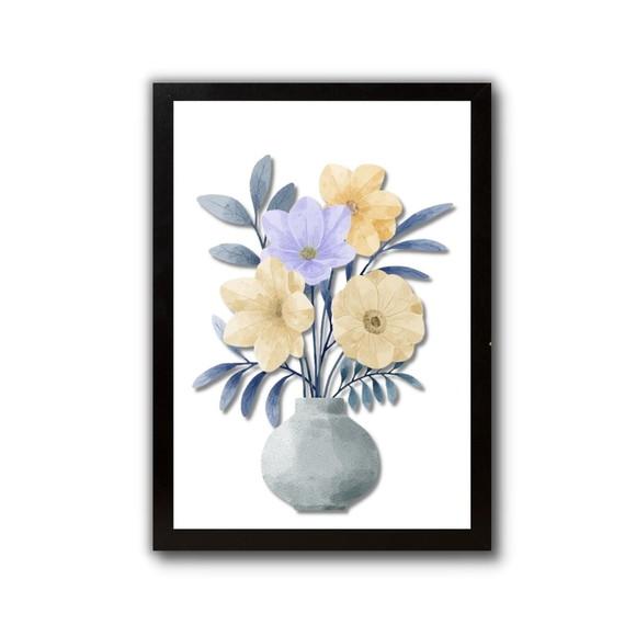 Quadro Lavanderia Cozinha Vaso de Flor Moldura/vidro 30x40