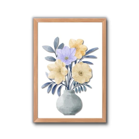 Quadro Lavanderia Cozinha Vaso de Flor Moldura/vidro 30x40