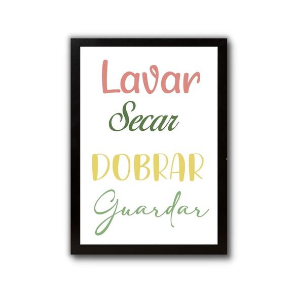 Quadro Lavanderia Decoração Moldura e Vidro Divertido 30x40