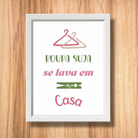 Quadro Lavanderia Decoração Moldura e Vidro Humor 30x40cm