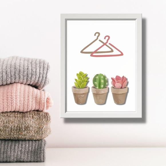 Quadro Lavanderia Decoração Moldura e Vidro Vasinhos 30x40cm