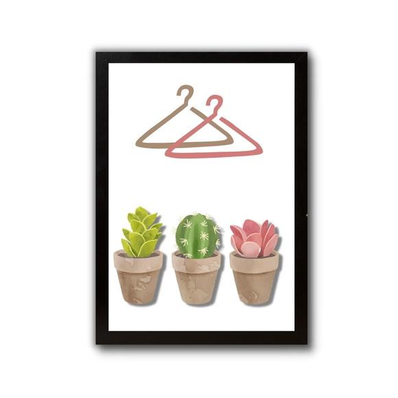 Quadro Lavanderia Decoração Moldura e Vidro Vasinhos 30x40cm