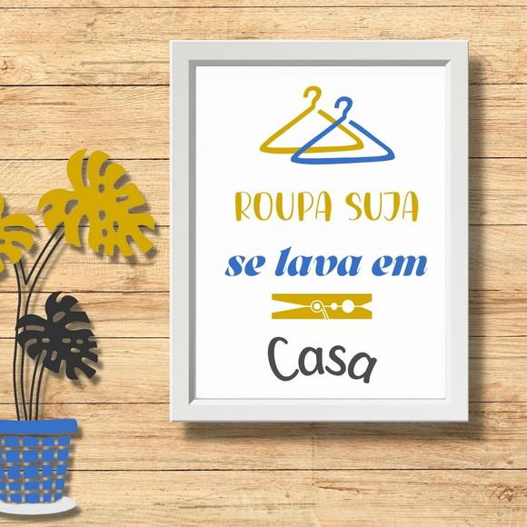 Quadro Lavanderia Decoração Moldura/vidro Frases Humor 30x40