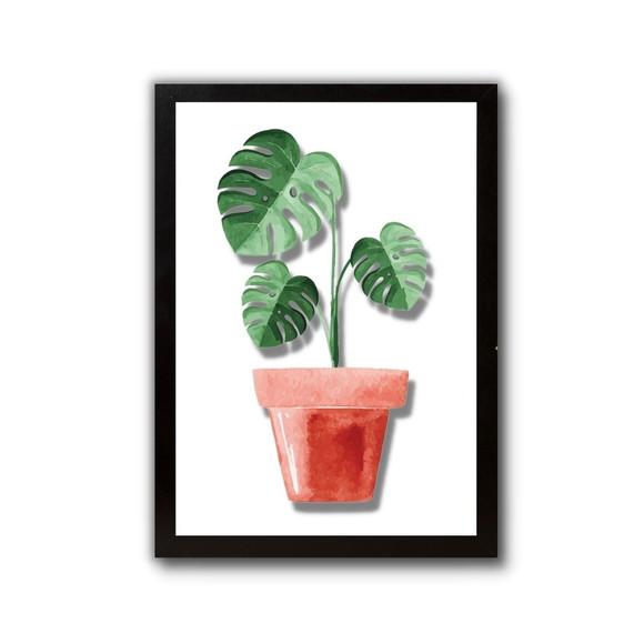 Quadro Lavanderia Decoração Vaso Moldura e Vidro 30x40cm