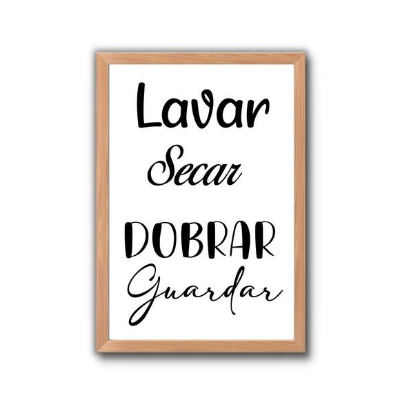 quadro lavanderia moldura com vidro frase divertida 30x40cm