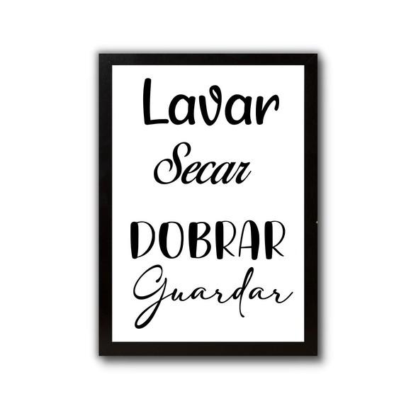 quadro lavanderia moldura com vidro frase divertida 30x40cm