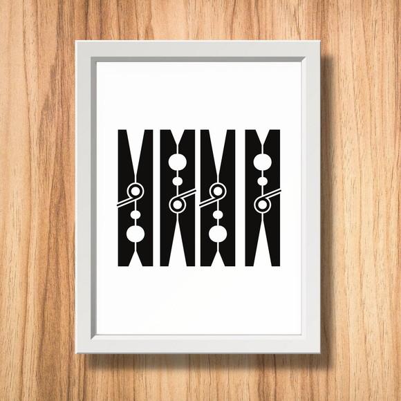 Quadro Lavanderia Prendedor Decoração Moldura/vidro 30x40cm