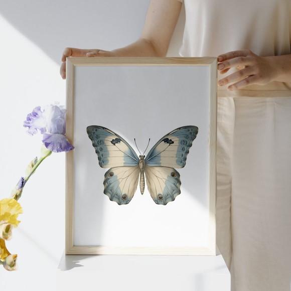Quadro Menina Borboleta Flores | Moldura Madeira e Vidro